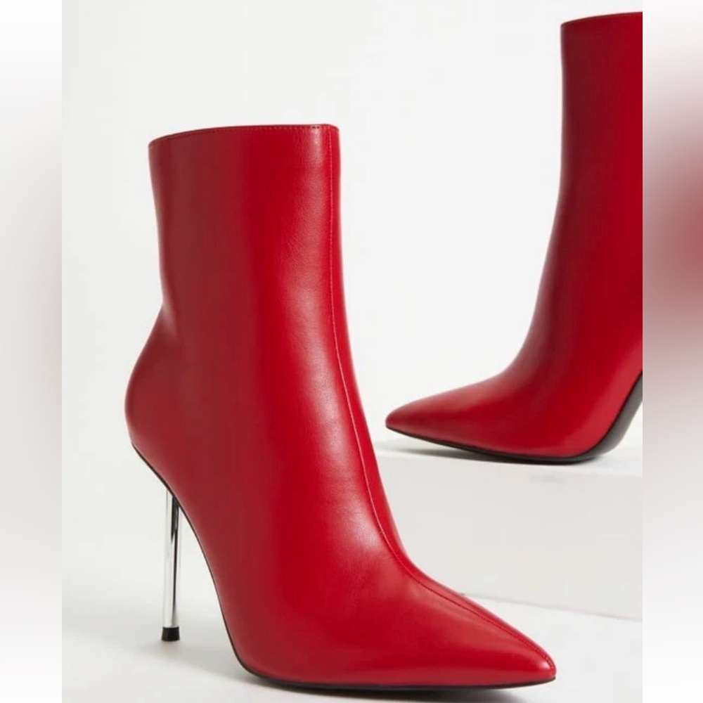 Red Stiletto Heel Ankle Boots